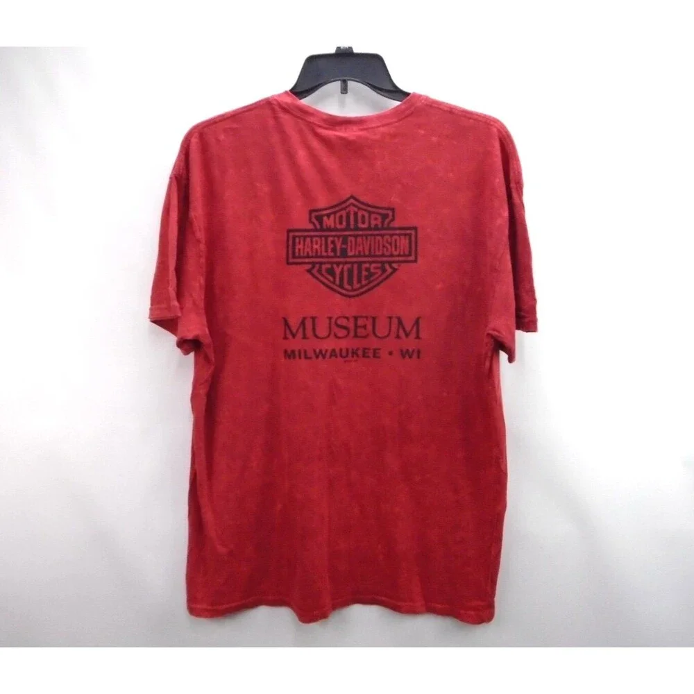 Harley Davidson Museum Shirt Men's Size XL Skull Red Milwaukee Wi - Picture 9 of 11